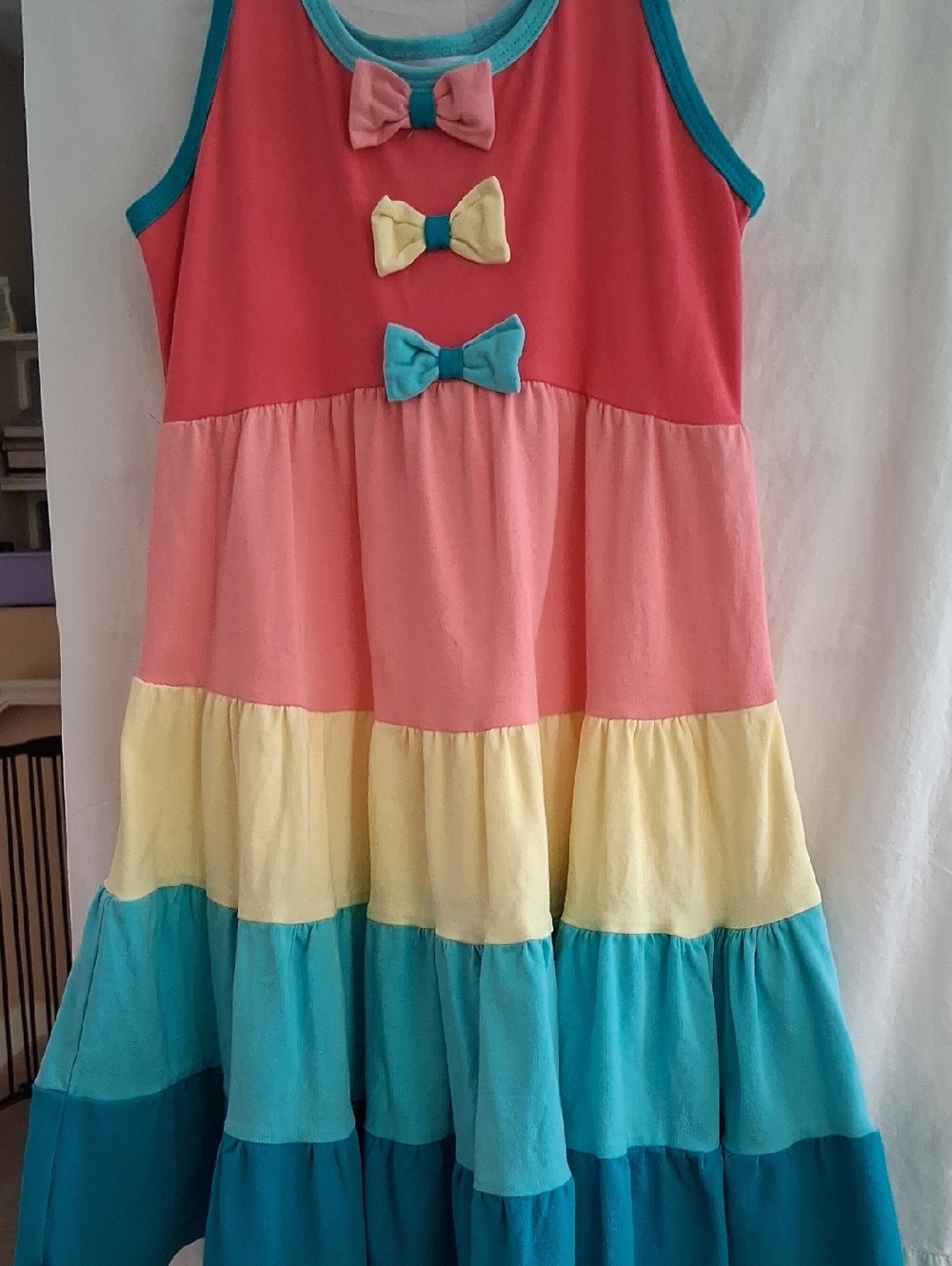 Jona Michelle Coral and Teal Sleeveless Dress - Size 6
